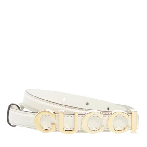 gucci riem vrouwen dun|Thin patent Double G belt in white leather .